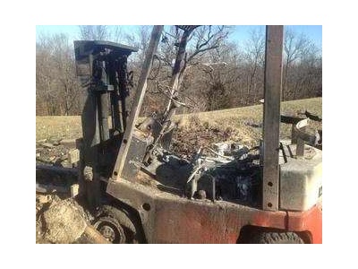 Damaged and Burnt Forklift