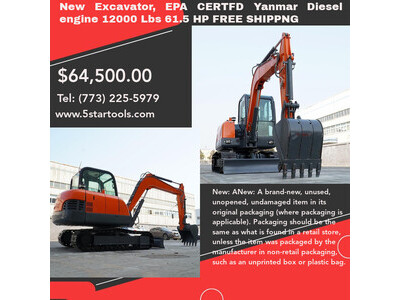 New Excavator, EPA CERTFD Yanmar Diesel 